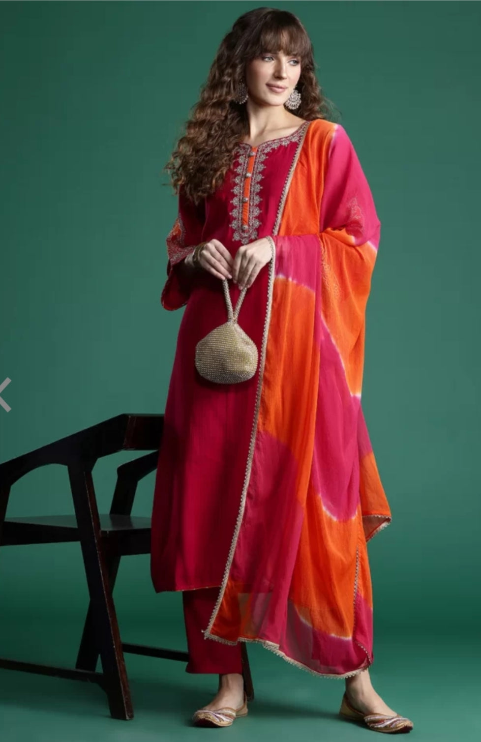 Pink and orange kurta sets