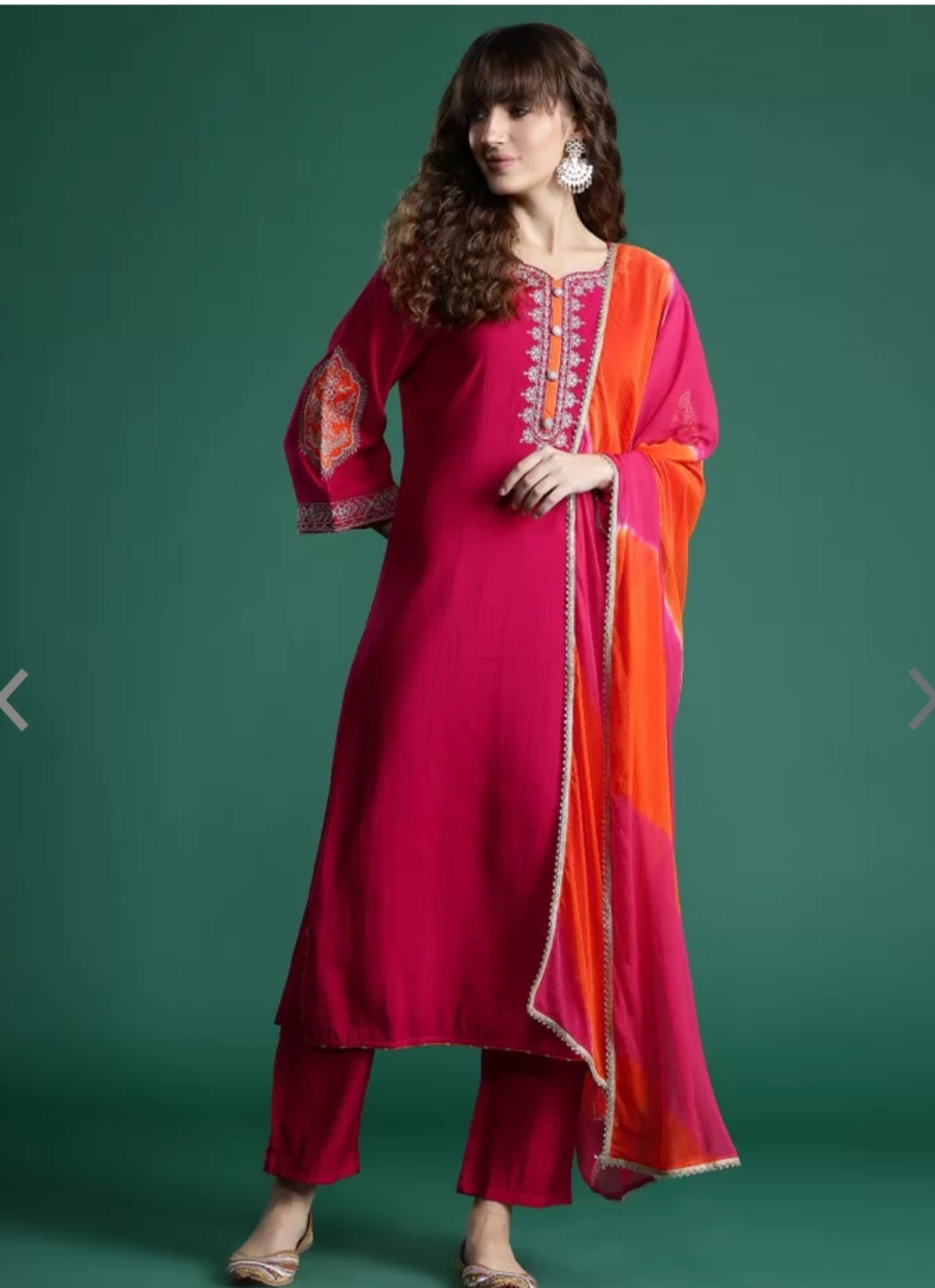 Pink and orange kurta sets