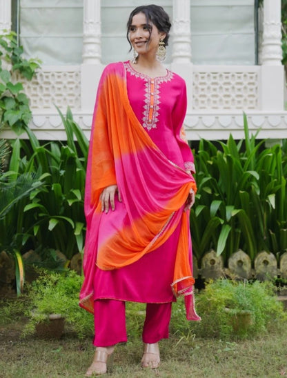 Pink and orange kurta sets