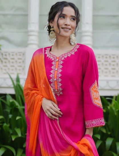 Pink and orange kurta sets