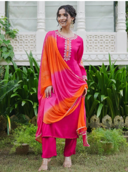 Pink and orange kurta sets