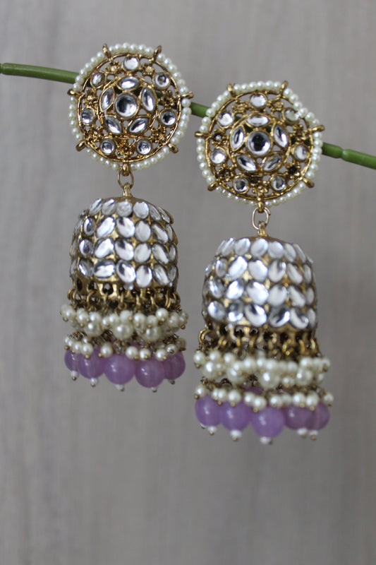 Kundan voilet Jhumkas