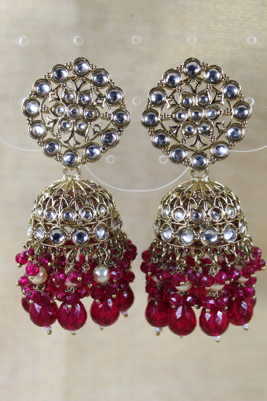 Marron  Kundan Jhumkas